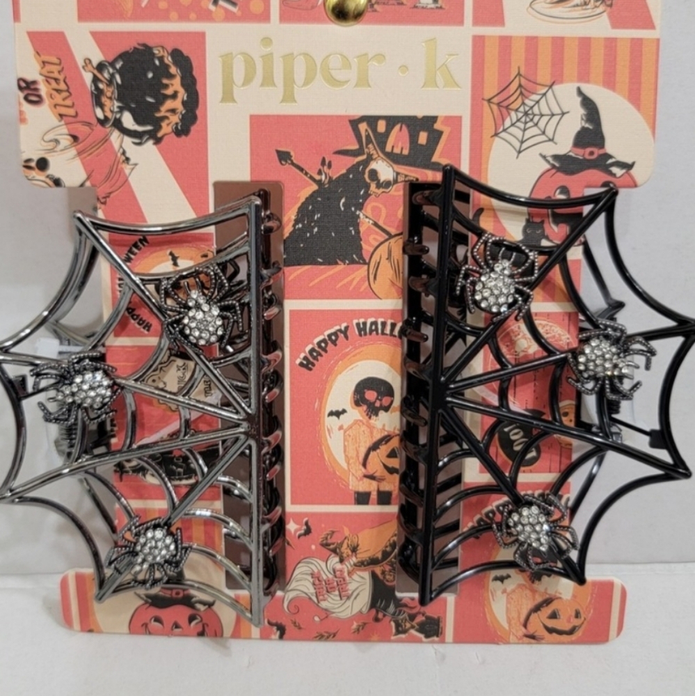 Spider web hair clip 1 silver 1 black